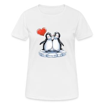 Style BD Pingouin En Couple Amoureux - T-shirt respirant Femme - blanc - Devant - AI Model Female 172 dark (172cm)