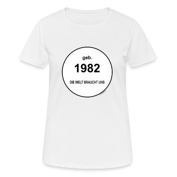 1982 die welt braucht uns - Frauen T-Shirt atmungsaktiv - Weiß - Vorne - AI Model Female 172 dark (172cm)