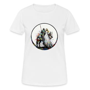 Chevalier en armure brillante avec graffiti de princesse - T-shirt respirant Femme - blanc - Devant - AI Model Female 172 dark (172cm)