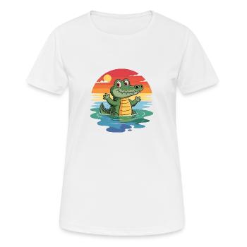 Alligators Rétro Alligator - T-shirt respirant Femme - blanc - Devant - AI Model Female 172 dark (172cm)