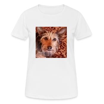 Yorkshire terrier Mischling süsser hund - Frauen T-Shirt atmungsaktiv - Weiß - Vorne - AI Model Female 172 dark (172cm)