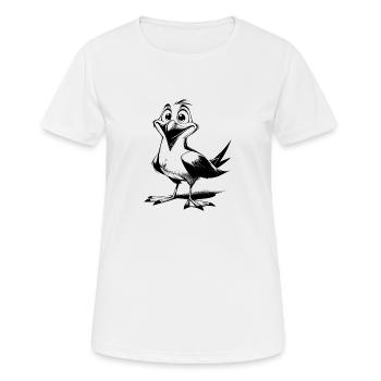 Cute fluttering man funny seagulls bird - Women's Breathable T-Shirt - white - Front - AI Model Female 172 dark (172cm)