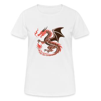 Roter Drache - Fantasy Kunst - Frauen T-Shirt atmungsaktiv - Weiß - Vorne - AI Model Female 172 dark (172cm)