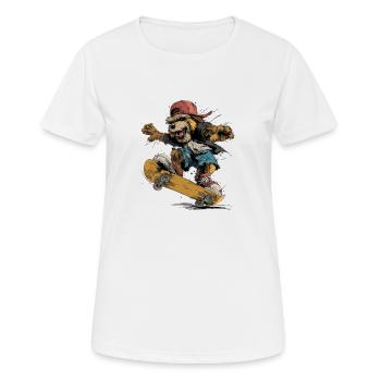 Skater Dog – wild street style with bite. - Women's Breathable T-Shirt - white - Front - AI Model Female 172 dark (172cm)