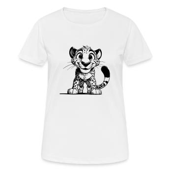 Süsser Leopard Kulleraugen König der Steppe - Frauen T-Shirt atmungsaktiv - Weiß - Vorne - AI Model Female 172 dark (172cm)