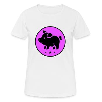Schwein Ferkel Sau - Frauen T-Shirt atmungsaktiv - Weiß - Vorne - AI Model Female 172 dark (172cm)