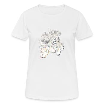 On reste ici ! - CSD Leipzig 2025 - T-shirt respirant Femme - blanc - Devant - AI Model Female 172 dark (172cm)