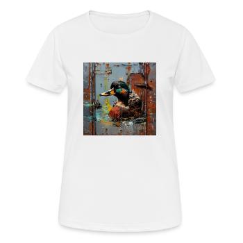graffiti flottant colvert fond rouillé - T-shirt respirant Femme - blanc - Devant - AI Model Female 172 dark (172cm)