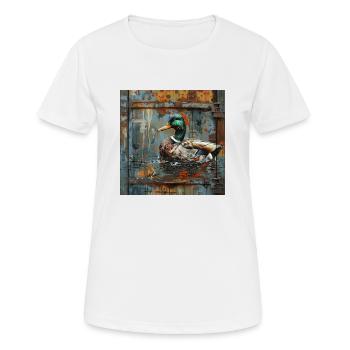 Graffiti Ente Erpel Rost Metall Containertür - Frauen T-Shirt atmungsaktiv - Weiß - Vorne - AI Model Female 172 dark (172cm)