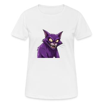Gruselige Katze - Frauen T-Shirt atmungsaktiv - Weiß - Vorne - AI Model Female 172 dark (172cm)