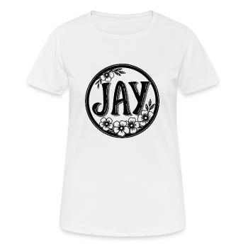 Jay, Kaligrafie-Design - Frauen T-Shirt atmungsaktiv - Weiß - Vorne - AI Model Female 172 dark (172cm)