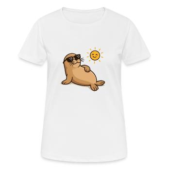 seehund sonnenbrille - Frauen T-Shirt atmungsaktiv - Weiß - Vorne - AI Model Female 172 dark (172cm)
