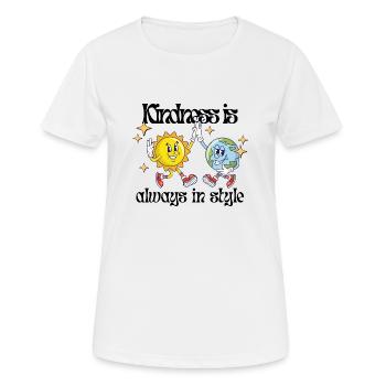 La gentillesse est toujours à la mode – Dessin animé Earth & Sun - T-shirt respirant Femme - blanc - Devant - AI Model Female 172 dark (172cm)