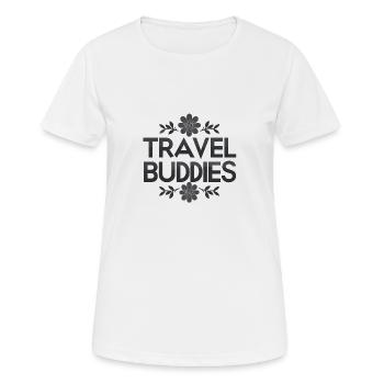 Travel Buddies – Design minimaliste - T-shirt respirant Femme - blanc - Devant - AI Model Female 172 dark (172cm)