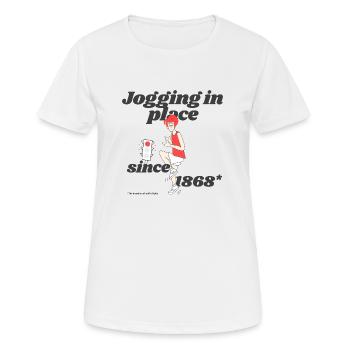 Auf der Stelle Joggen - Frauen T-Shirt atmungsaktiv - Weiß - Vorne - AI Model Female 172 dark (172cm)