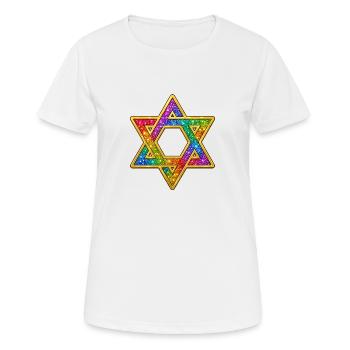 Etoile de David Le judaïsme | Paillettes Paillettes Or - T-shirt respirant Femme - blanc - Devant - AI Model Female 172 dark (172cm)