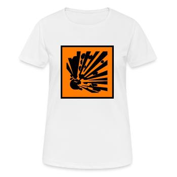 explosions gefahr - Frauen T-Shirt atmungsaktiv - Weiß - Vorne - AI Model Female 172 dark (172cm)
