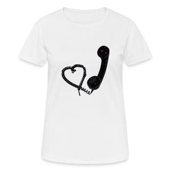 Rétro combiné de téléphone avec le coeur - T-shirt respirant Femme - blanc - Devant - AI Model Female 172 dark (172cm)