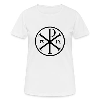Alpha-Omega - Frauen T-Shirt atmungsaktiv - Weiß - Vorne - AI Model Female 172 dark (172cm)
