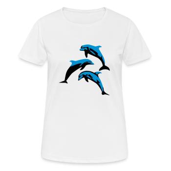 Delfin, Delfine - Dolphin - Frauen T-Shirt atmungsaktiv - Weiß - Vorne - AI Model Female 172 dark (172cm)