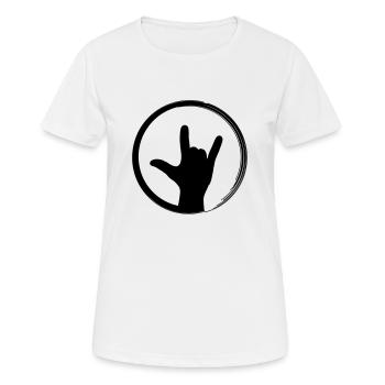 Rock Hand Kreis Musik, I love you, Party, Festival - Frauen T-Shirt atmungsaktiv - Weiß - Vorne - AI Model Female 172 dark (172cm)
