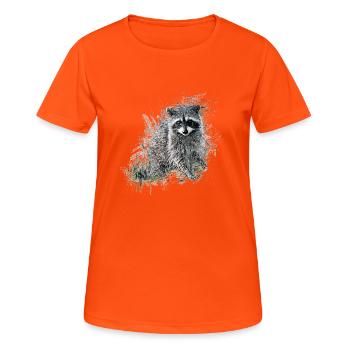 racoon - Women's Breathable T-Shirt - neon orange - Front - AI Model Female 172 dark (172cm)