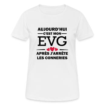 Aujourd'hui c'est mon evg - T-shirt respirant Femme - blanc - Devant - AI Model Female 172 dark (172cm)