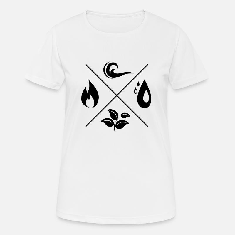 Die 4 Elemente - Feuer, Wasser, Erde, Luft - Frauen T-Shirt atmungsaktiv - Weiß