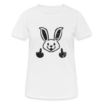 Cheeky Rabbit - Lapin insolent - Majeur - T-shirt respirant Femme - blanc - Devant - AI Model Female 172 dark (172cm)