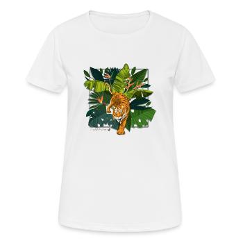Tiger et la jungle carrée image - T-shirt respirant Femme - blanc - Devant - AI Model Female 172 dark (172cm)