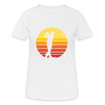 Golf und Golfer vor sportlichem Sonnenuntergang - Frauen T-Shirt atmungsaktiv - Weiß - Vorne - AI Model Female 172 dark (172cm)