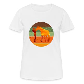 Reiterin mit Pferd - Frauen T-Shirt atmungsaktiv - Weiß - Vorne - AI Model Female 172 dark (172cm)