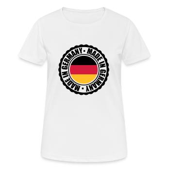 Made in Germany - Frauen T-Shirt atmungsaktiv - Weiß - Vorne - AI Model Female 172 dark (172cm)