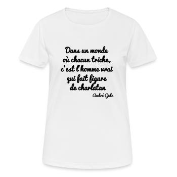 Dans un monde où tout le monde triche.... - T-shirt respirant Femme - blanc - Devant - AI Model Female 172 dark (172cm)