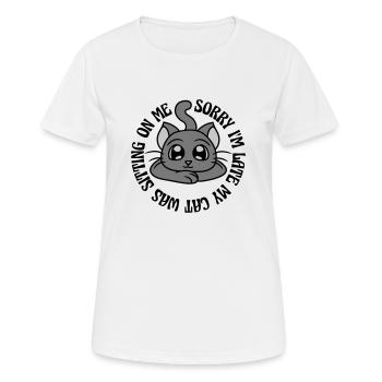 sorry cat was sitting - Women's Breathable T-Shirt - white - Front - AI Model Female 172 dark (172cm)