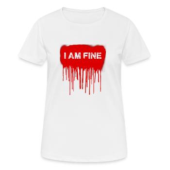 Je vais bien, sang, Halloween, sanglant - T-shirt respirant Femme - blanc - Devant - AI Model Female 172 dark (172cm)