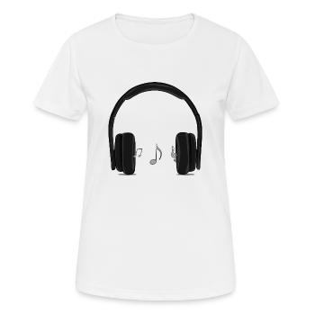 schwarzer Musikkopfhörer - Frauen T-Shirt atmungsaktiv - Weiß - Vorne - AI Model Female 172 dark (172cm)