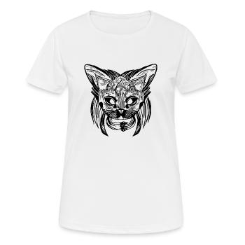 Illustration eines Katzenporträts, Vektor - Frauen T-Shirt atmungsaktiv - Weiß - Vorne - AI Model Female 172 dark (172cm)
