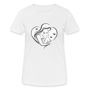 Grossesse maman et bébé cadeau naissance - T-shirt respirant Femme - blanc - Devant - AI Model Female 172 dark (172cm)