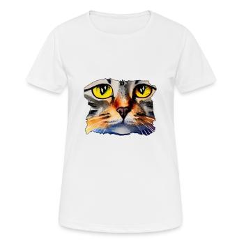 Katzengesicht 2 - Frauen T-Shirt atmungsaktiv - Weiß - Vorne - AI Model Female 172 dark (172cm)
