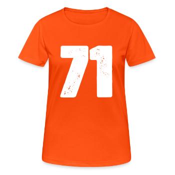 71 Maillot numéro - T-shirt respirant Femme - orange néon - Devant - AI Model Female 172 dark (172cm)