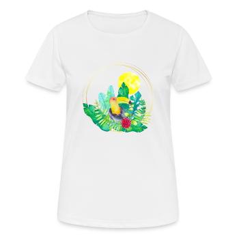 L’été avec le toucan - T-shirt respirant Femme - blanc - Devant - AI Model Female 172 dark (172cm)