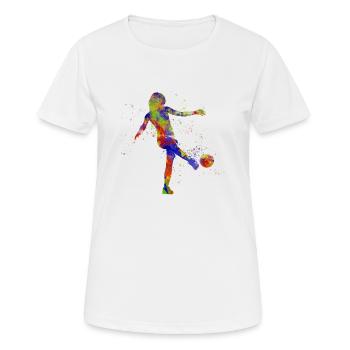 Joueuse de soccer féminin - T-shirt respirant Femme - blanc - Devant - AI Model Female 172 dark (172cm)