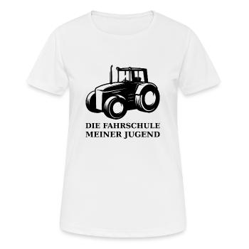 Traktor die Fahrschule meiner Jugend schwarz - Frauen T-Shirt atmungsaktiv - Weiß - Vorne - AI Model Female 172 dark (172cm)
