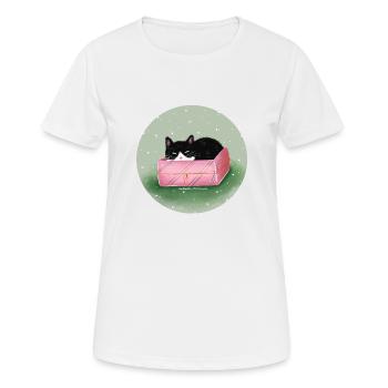 Chat dans la boîte - T-shirt respirant Femme - blanc - Devant - AI Model Female 172 dark (172cm)