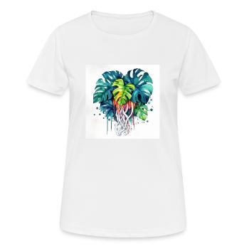 Handgezeichnete Aquarell Monstera Pflanze - Frauen T-Shirt atmungsaktiv - Weiß - Vorne - AI Model Female 172 dark (172cm)