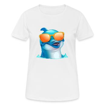 Chas der Brillendelfin - Frauen T-Shirt atmungsaktiv - Weiß - Vorne - AI Model Female 172 dark (172cm)