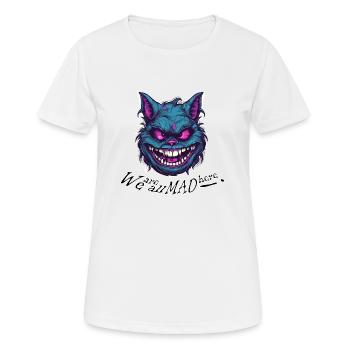 Cheshire Mad Cat - Frauen T-Shirt atmungsaktiv - Weiß - Vorne - AI Model Female 172 dark (172cm)