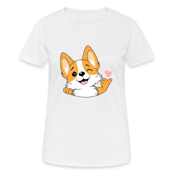 Bon clin d’œil corgi - T-shirt respirant Femme - blanc - Devant - AI Model Female 172 dark (172cm)
