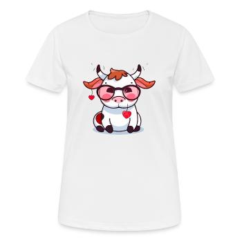 Lala la vache - T-shirt respirant Femme - blanc - Devant - AI Model Female 172 dark (172cm)